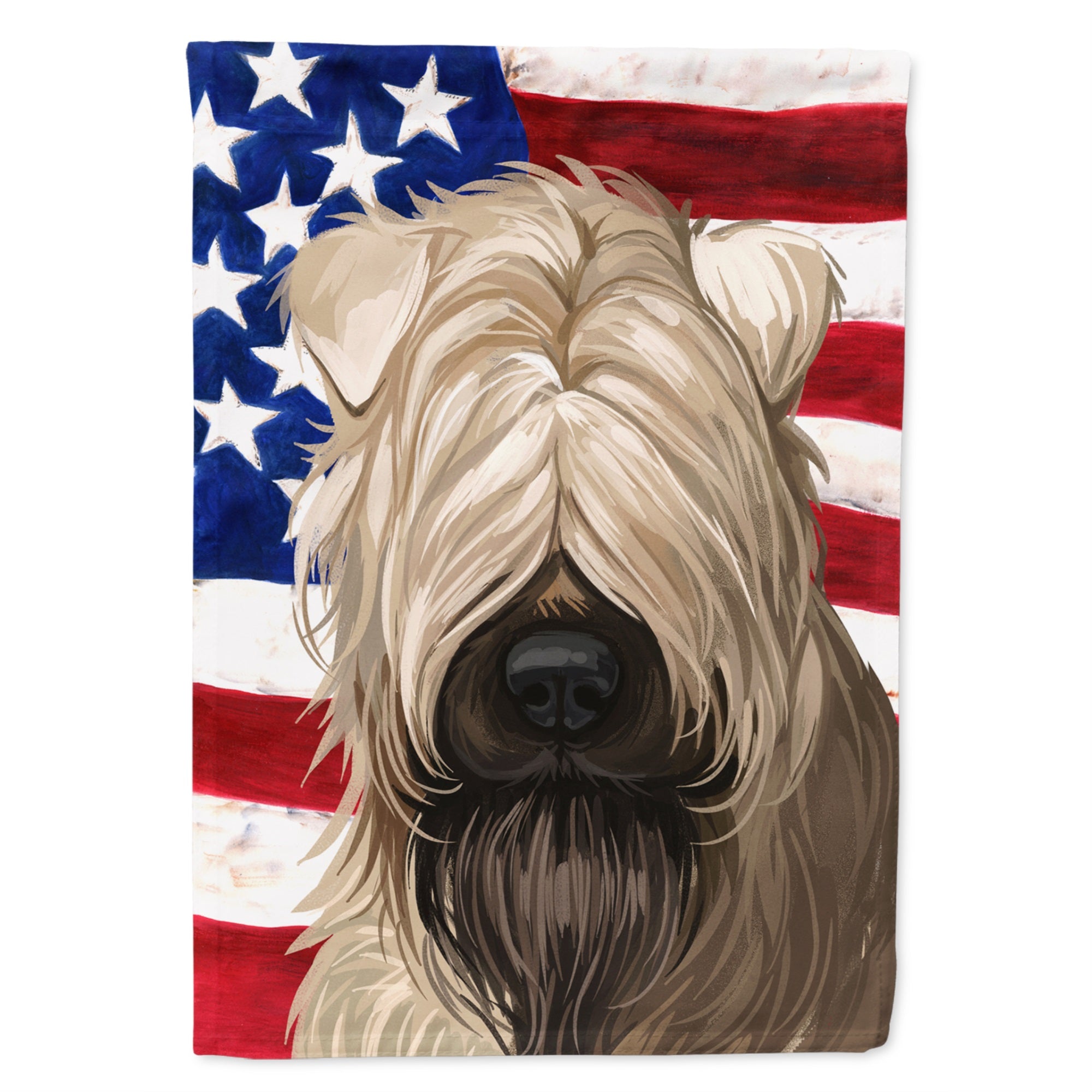 Soft-Coated Wheaten Terrier American Flag Flag Canvas House Size
